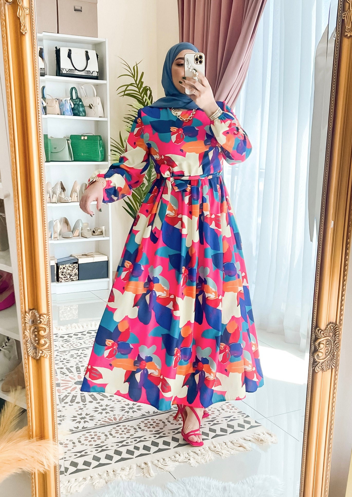 Colorful modest dress