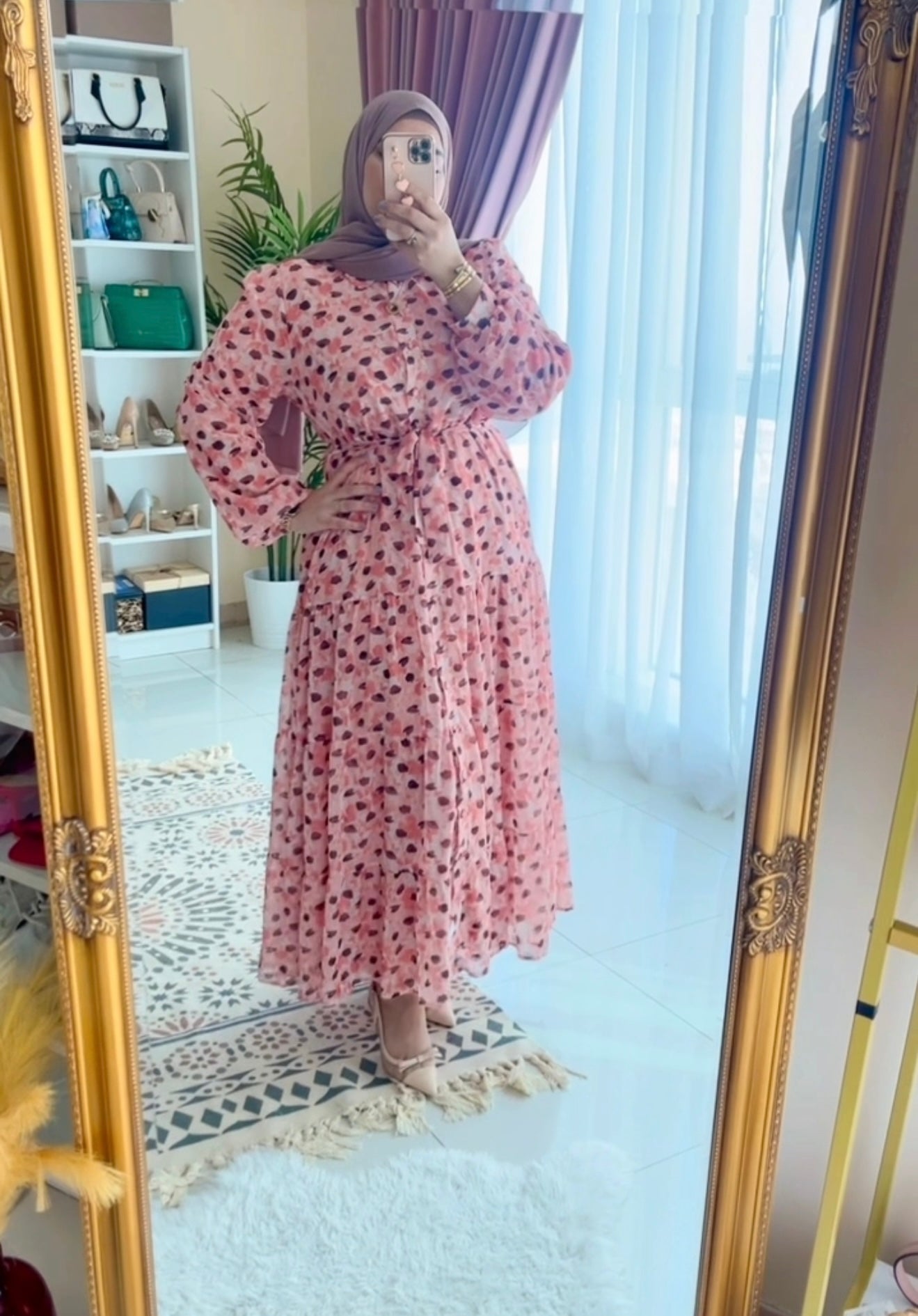 Belted chiffon dress
