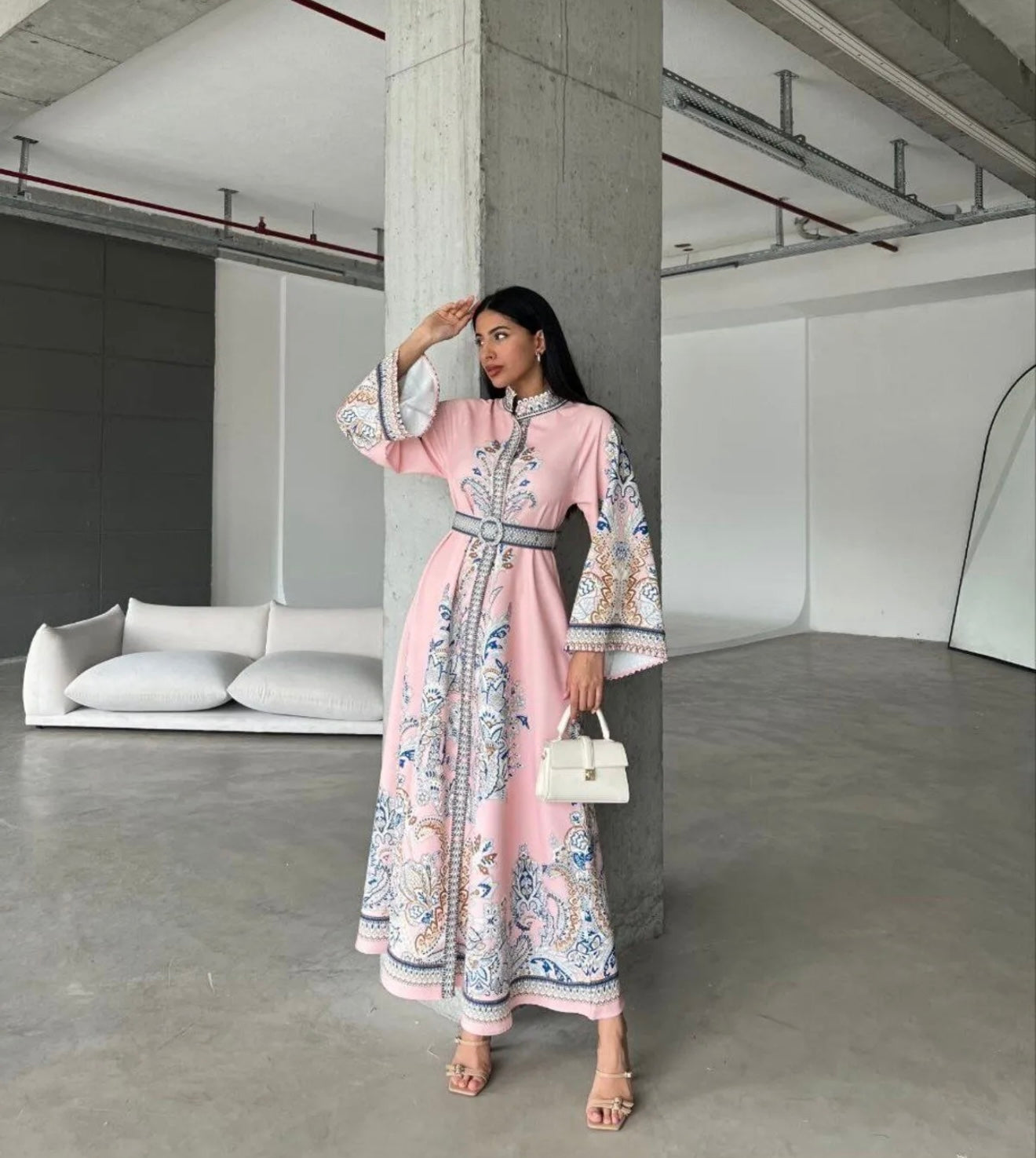 Printed Belted Dress
