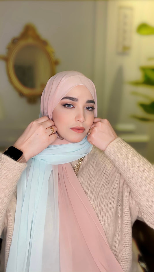 Pink Aqua Chiffon Hijab
