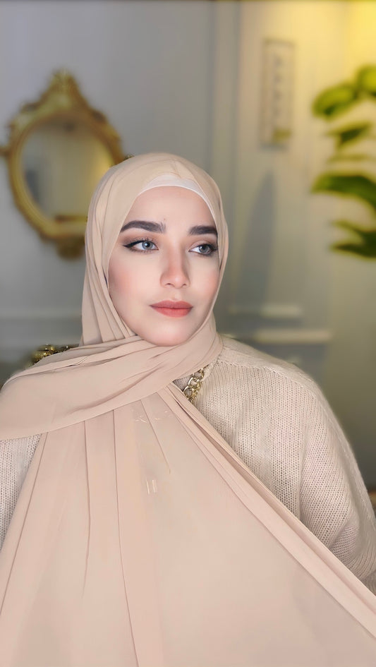 Beige Chiffon Hijab