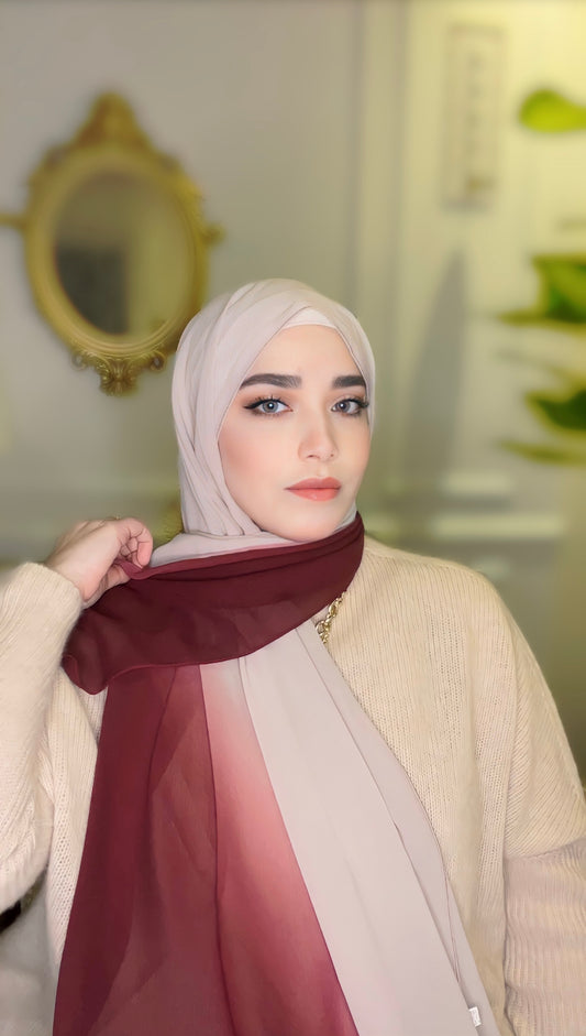 Maroon Nude Chiffon Hijab