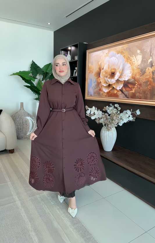 Brown belted dress