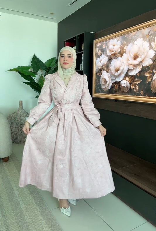 Jacquard belted dress