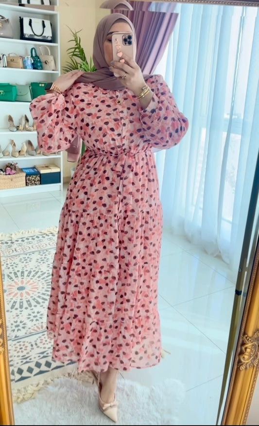 Belted chiffon dress