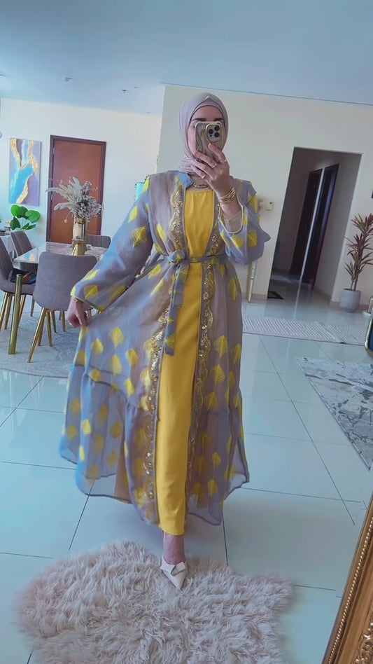 Embroidered abaya with inner dress