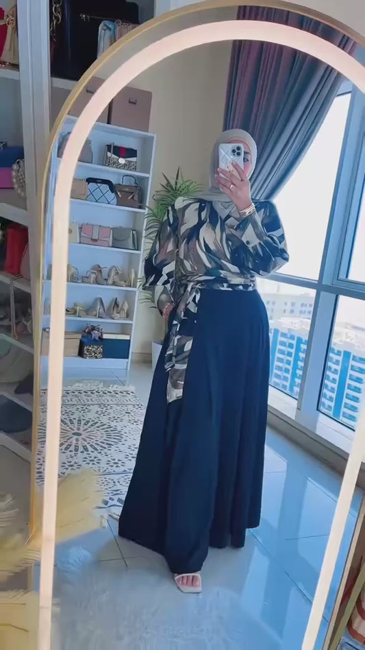 Wide Pants & Belted Blouse