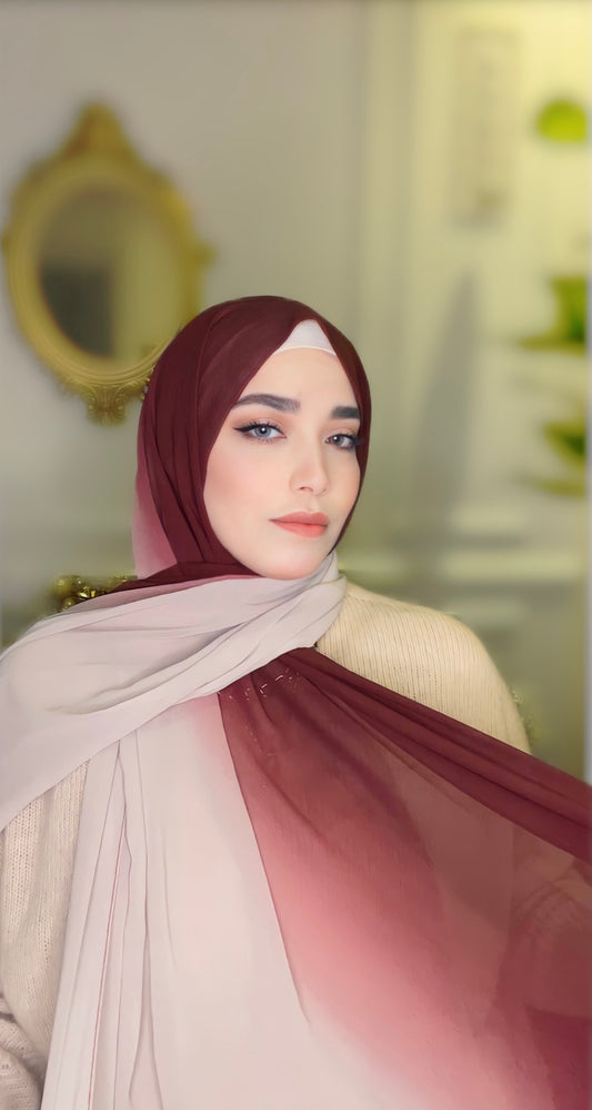 Maroon Nude Chiffon Hijab
