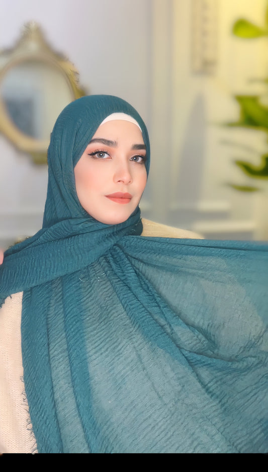 Teal Crinkle Cotton Hijab