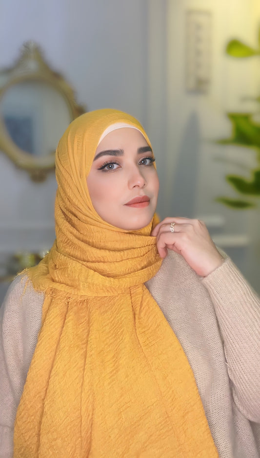 Yellow Crinkle Cotton Hijab