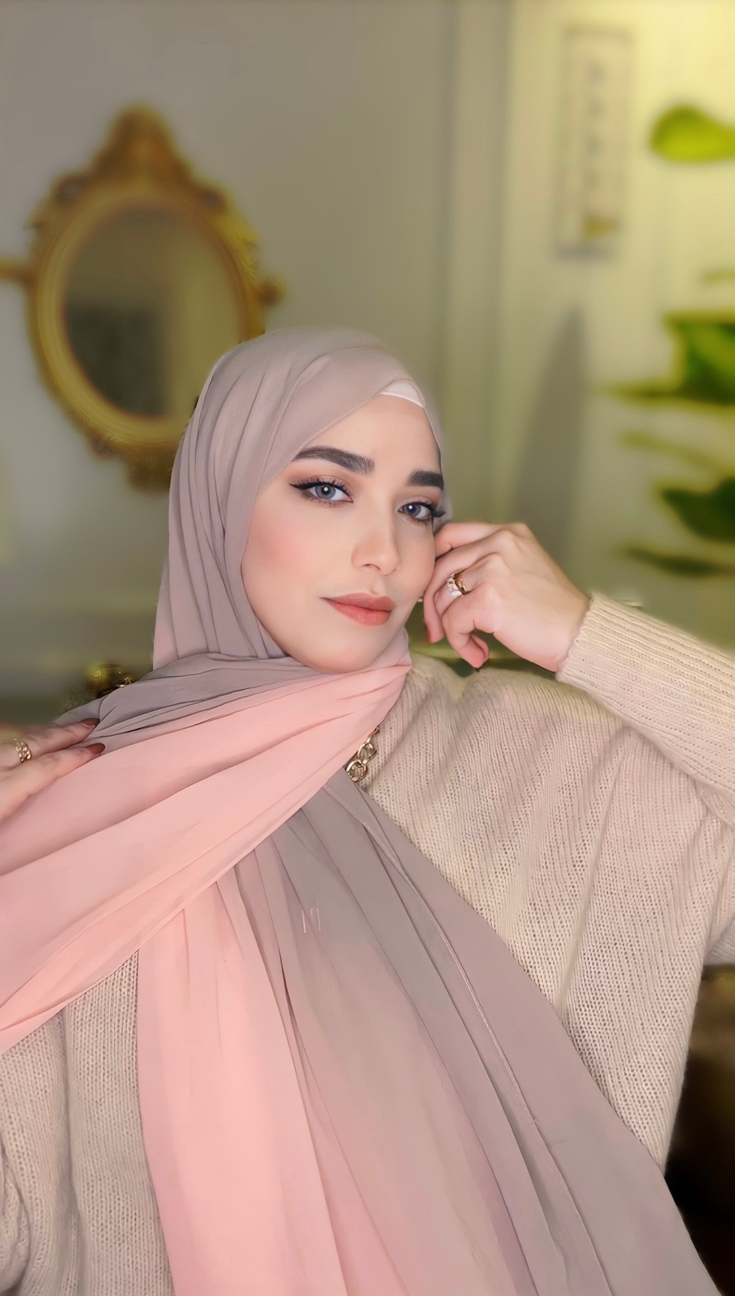 Pink Coffee Chiffon Hijab