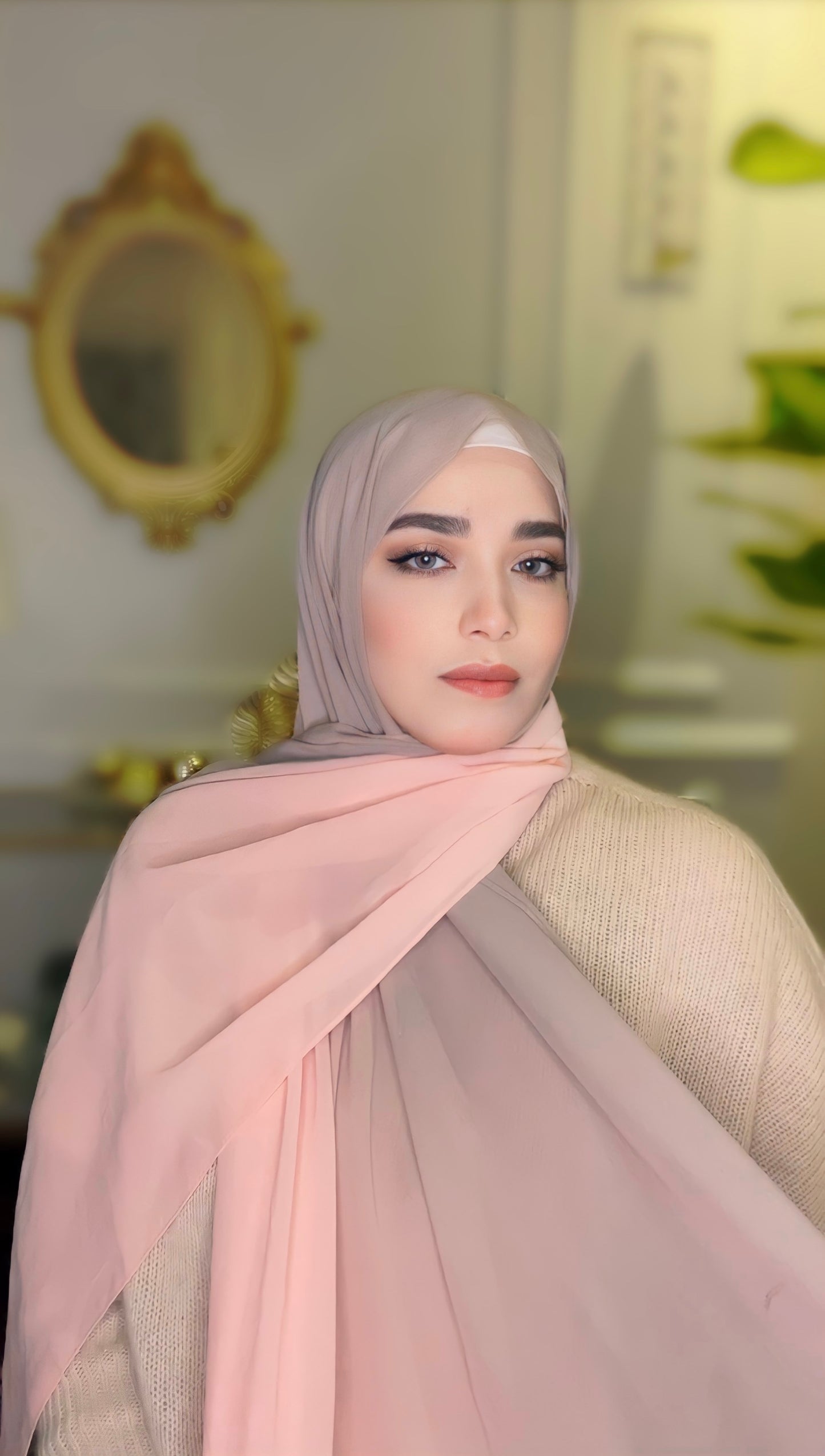 Pink Coffee Chiffon Hijab